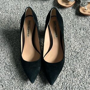 Karl Lagerfeld black suede heels 6.5